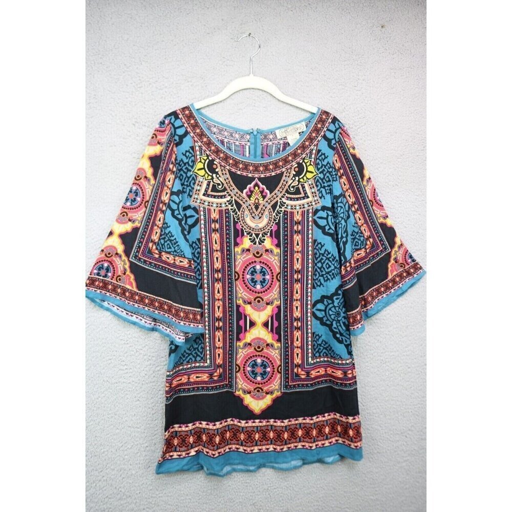 Flying Tomato 3/4 Belled Sleeves‎ Tunic/Mini Dress-Small-Silky-Boho-Cottagecore